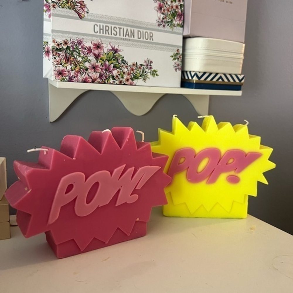 Pink and Yellow Pop Art Candles